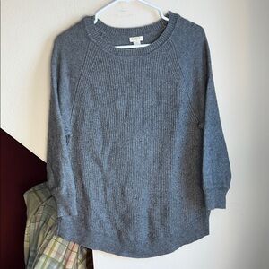J. Crew Charcoal Crew Neck Raglan Sleeve Merino Wool Blend Sweater M
